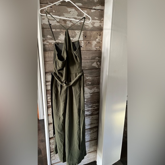 3/$20  Boho Solid Sleeveless Long Length Jumpsuit Baggy Jumpsuit Army Green - Picture 8 of 10